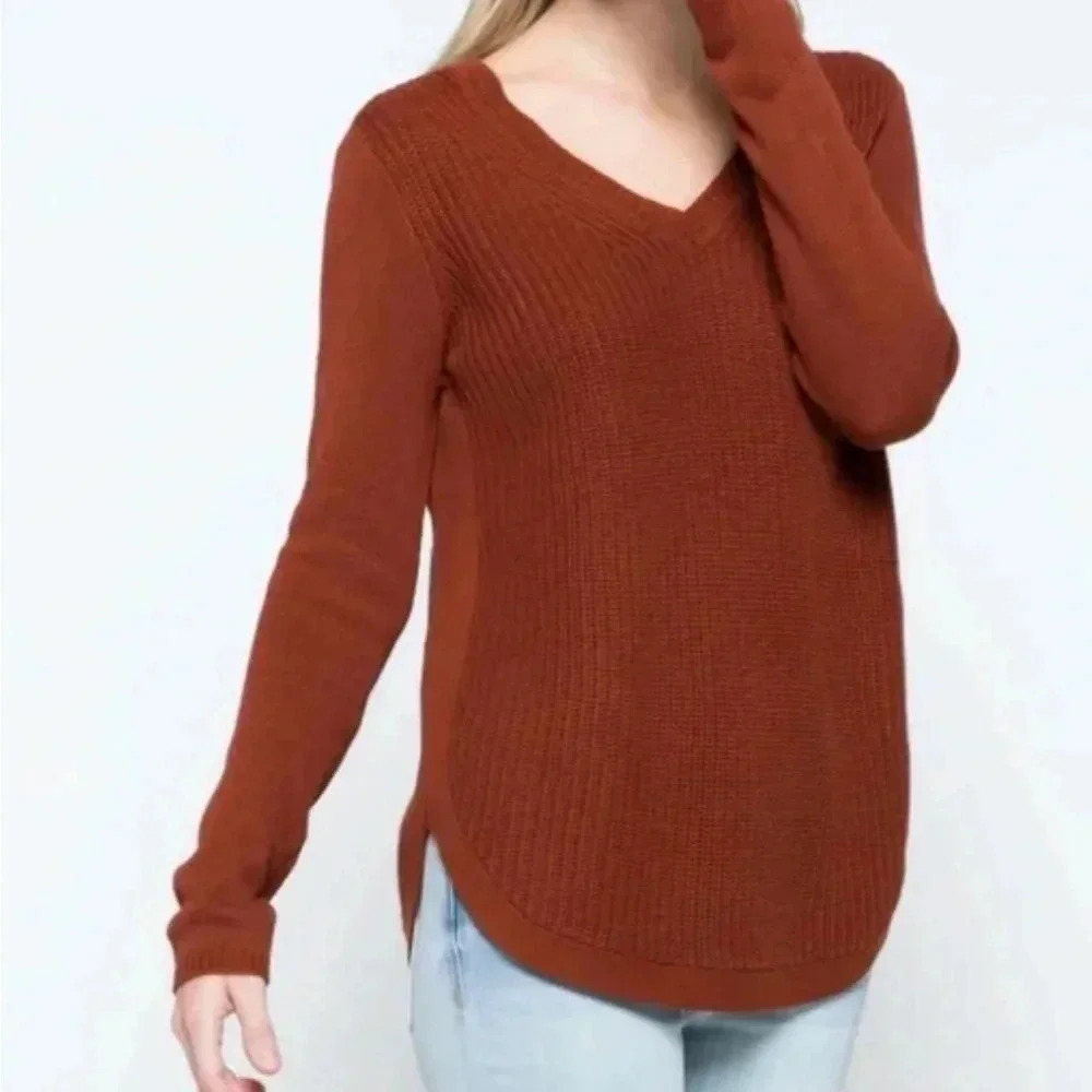 NWOT RD Style Knit Womens Sweater Rust Color Size XS